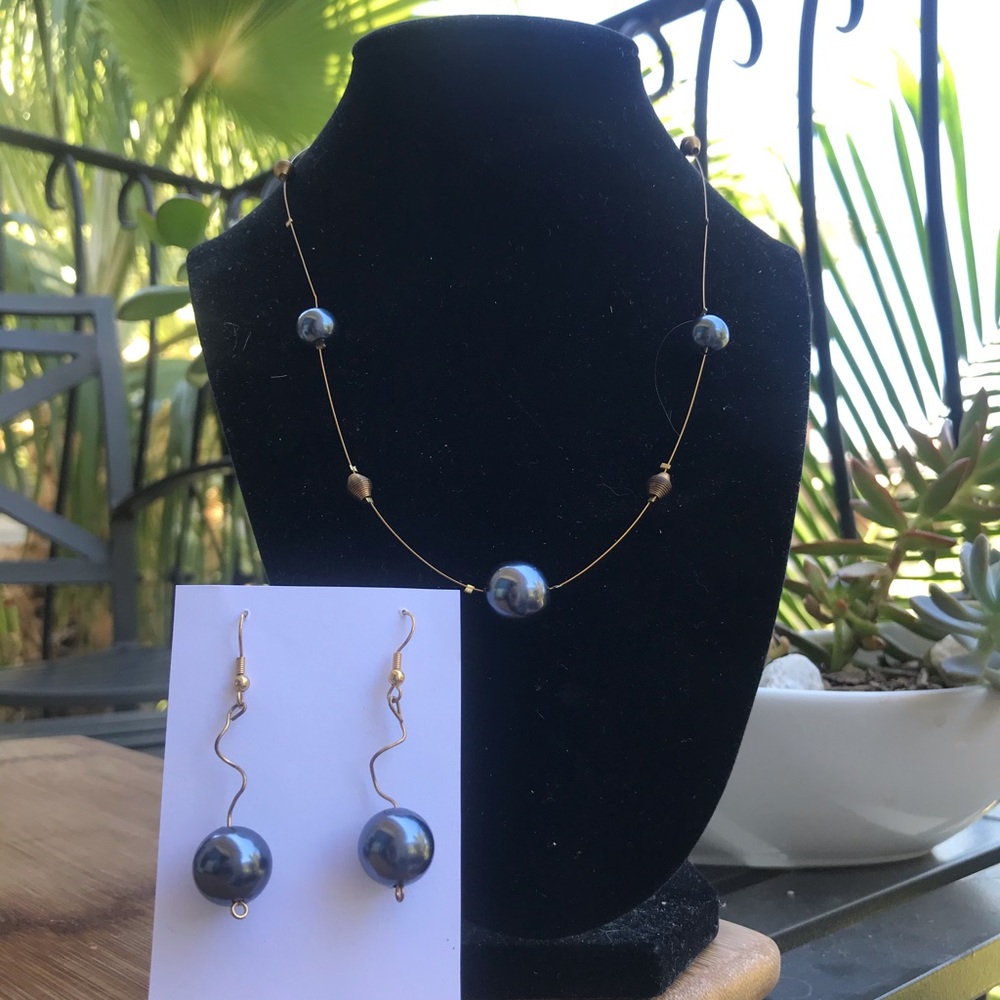 Mirror Ball Bead Necklace & Earring Set